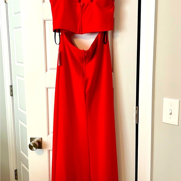 Red Prom Dress with Bead Trim - Picture 10 of 13